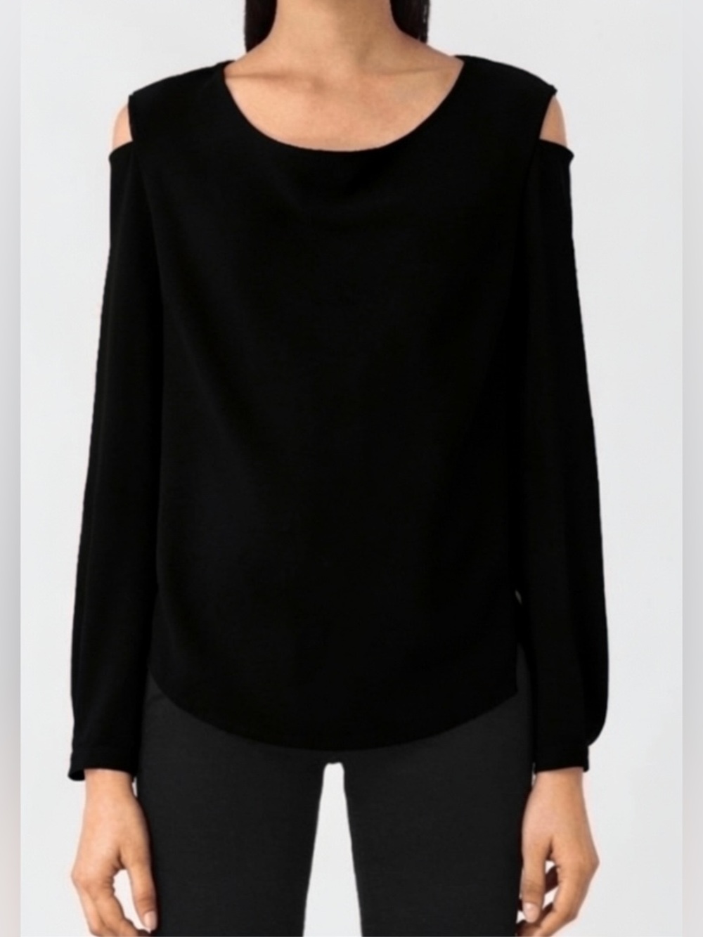 All Saints Lia Long Sleeve Cold Shoulder Blouse Black
